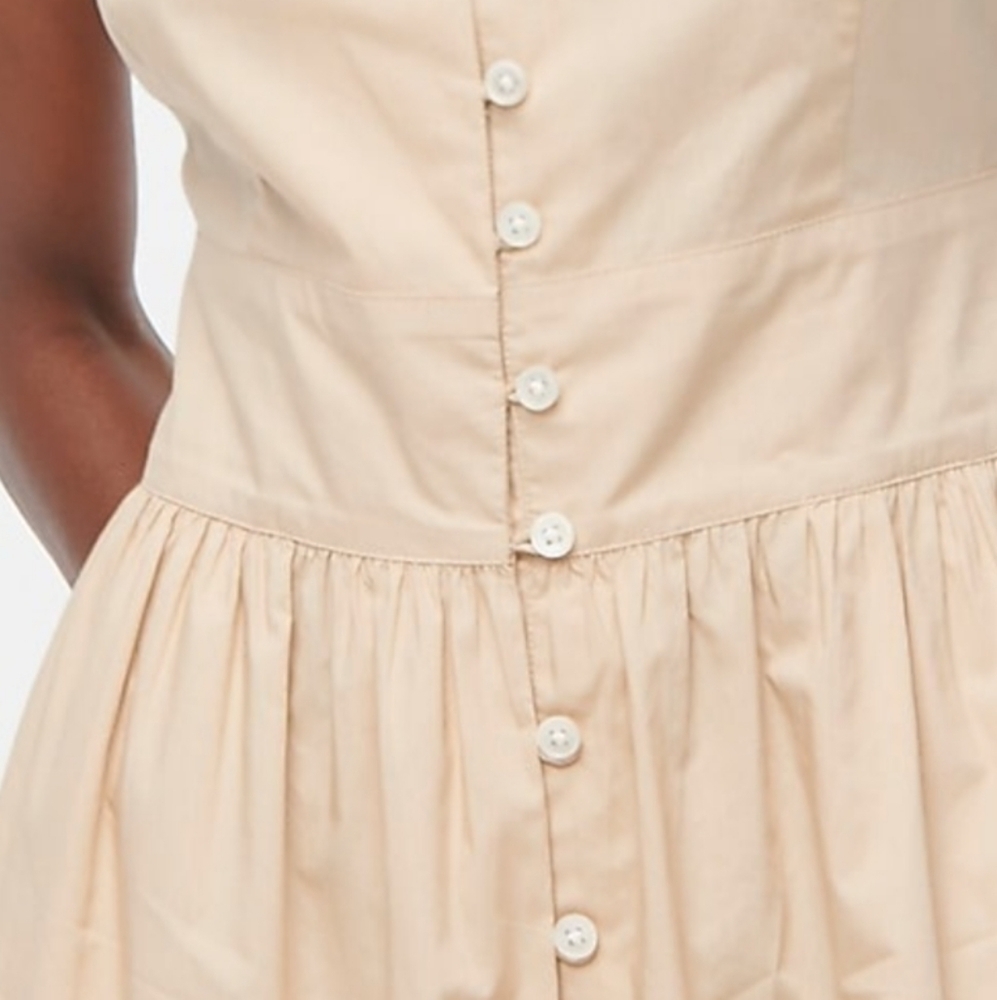 J Crew Women's White Button Front Cotton Popplin Dress - Picture 4 of 12